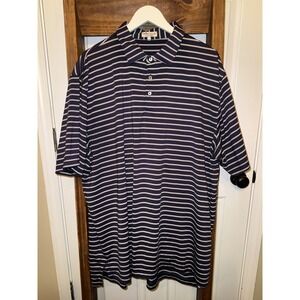 Peter Millar Mens XXL Navy White Stripe Short Sleeve Summer Comfort Polo Shirt